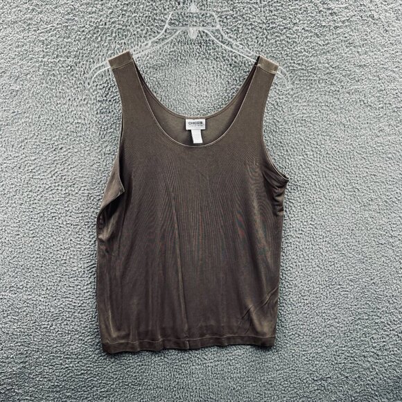 Chicos Travelers Women Top 3 Extra Large Dark Gray Tank Shirt Shell Cami Stretch - Picture 1 of 7